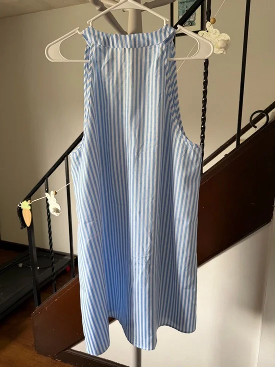 Cupshe Sleeveless Blue & White Striped Summer Dress Size Medium - Picture 6 of 8